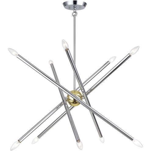 Soho 10 Light 28 inch Polished Chrome with Polished Brass Accents Chandelier Ceiling Light