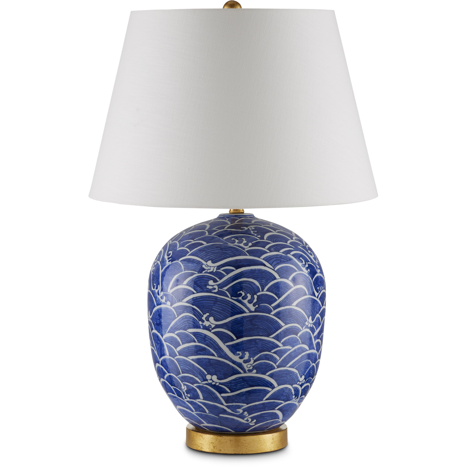 Nami 31 inch 150 watt Blue and White with Gold Leaf Table Lamp Portable Light