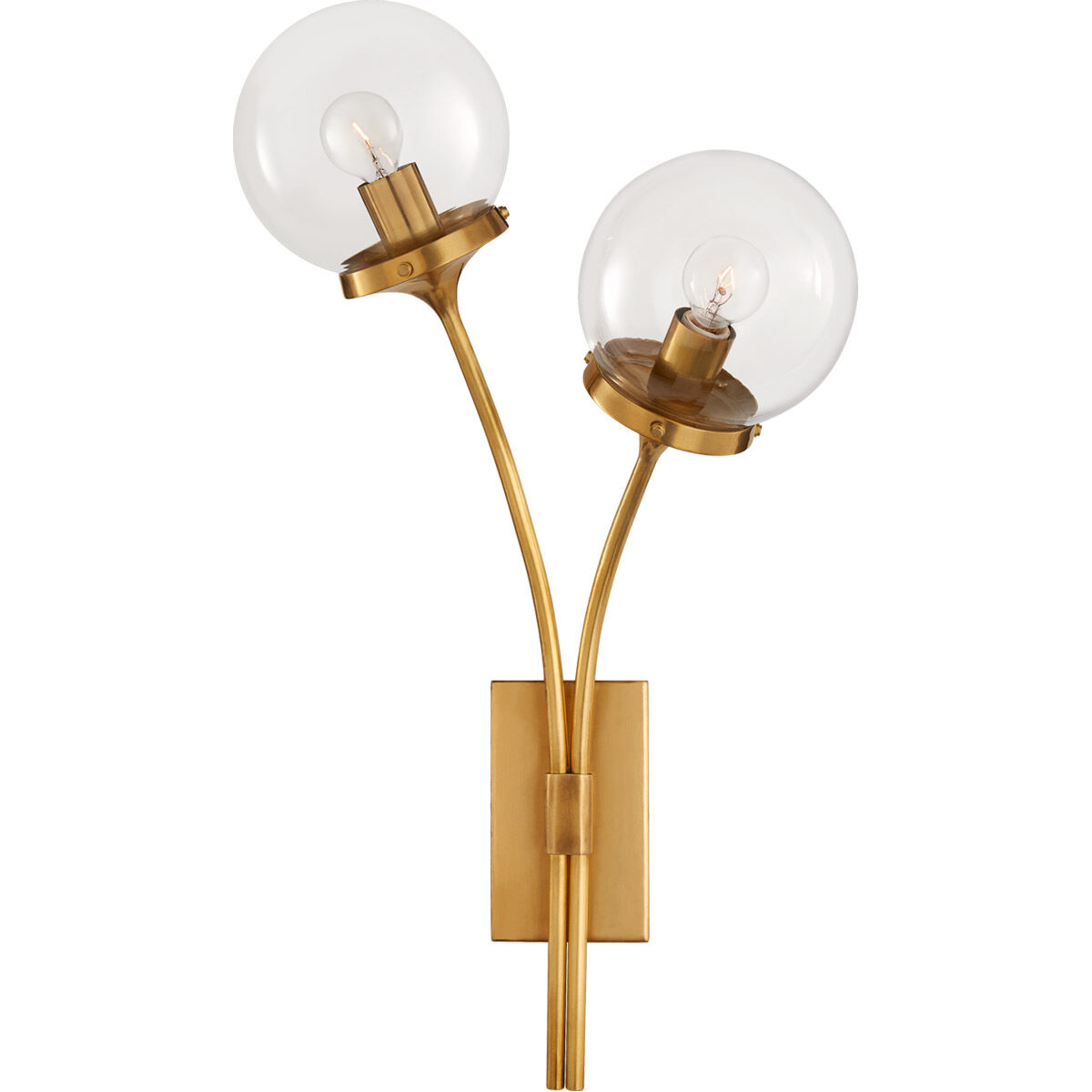 kate spade new york Prescott Right Sconce Wall Light in Soft Brass, Clear Glass