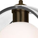 Mana 1 Light Bronze Cord Pendant Ceiling Light in Incandescent, Clear/Opal Glass