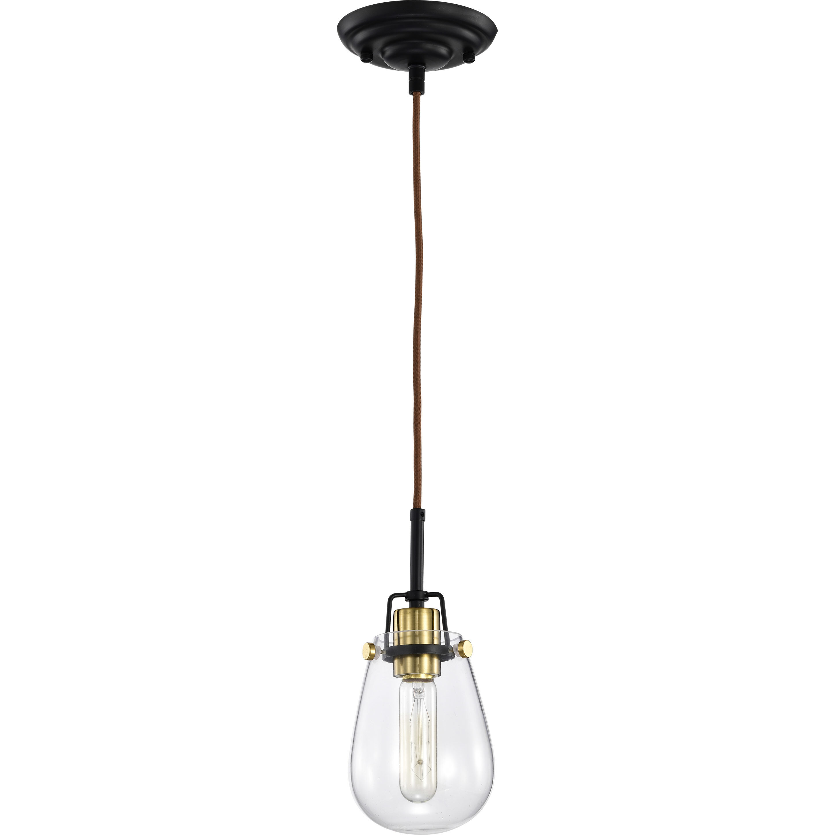Toleo 1 Light 4.75 inch Black and Vintage Brass Accents Mini Pendant Ceiling Light