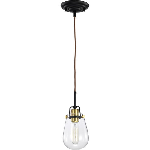 Toleo 1 Light 5 inch Black and Vintage Brass Accents Mini Pendant Ceiling Light