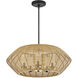 Lisa McDennon Open Air Luca LED 28 inch Black with Camel Rattan Outdoor Chandelier