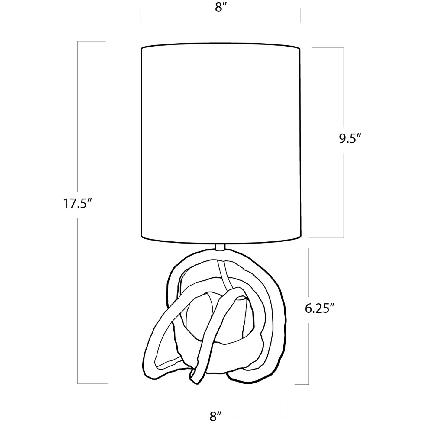 Knot 17.5 inch 100.00 watt Gold Mini Lamp Portable Light