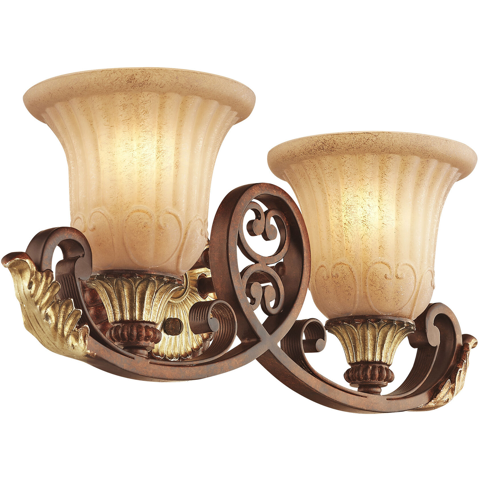 Villa Verona 2 Light 19 inch Verona Bronze with Aged Gold Leaf Accents Bath Vanity Wall Light