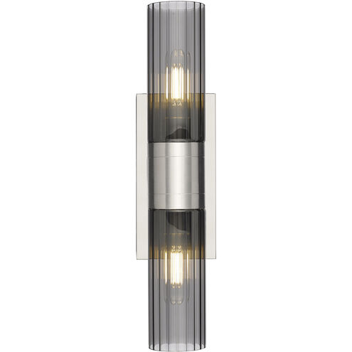 Empire 2 Light 18.5 inch Satin Nickel Bath Vanity Light Wall Light in Plated Smoke Glass