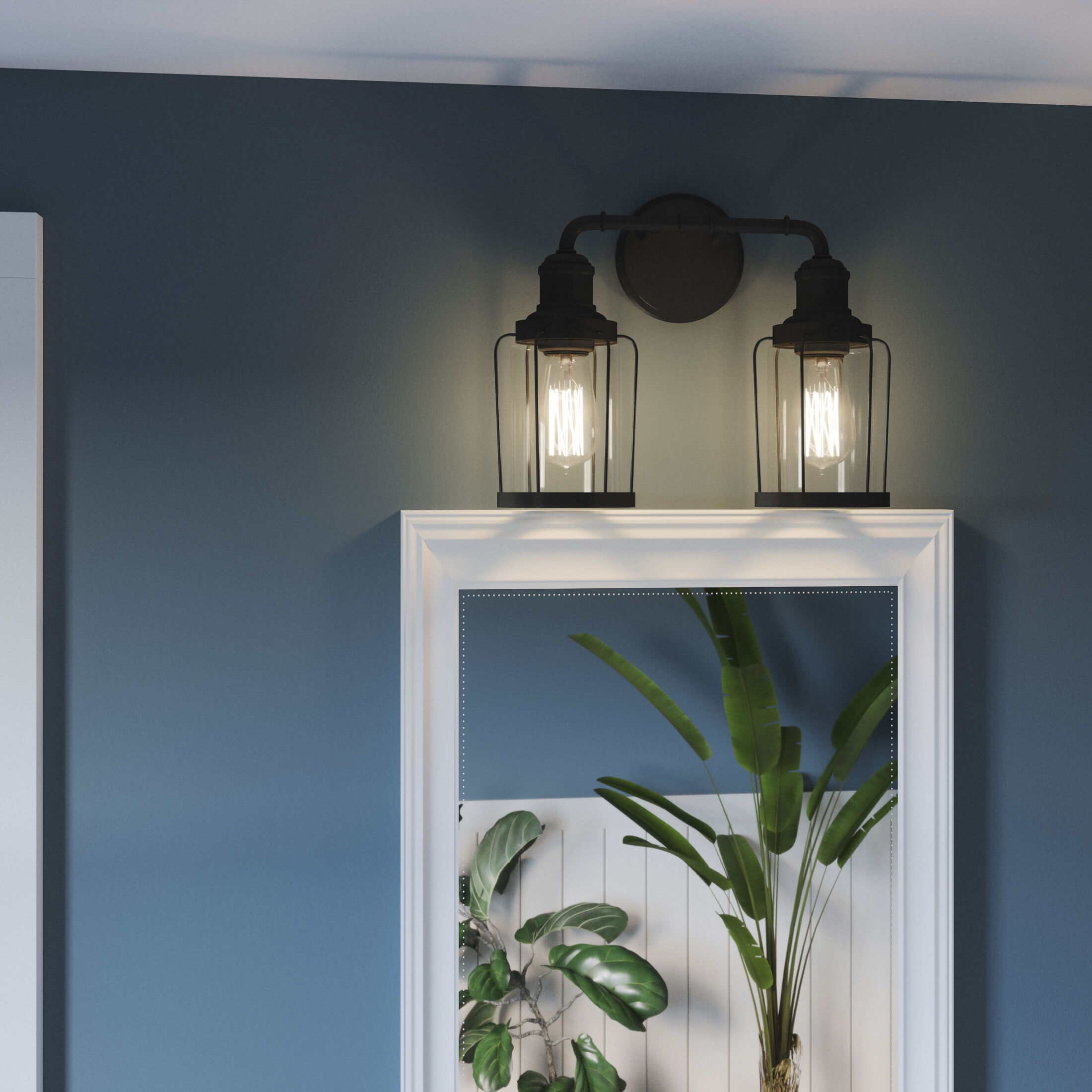 Ludlow 2 Light 15 inch Earth Black Bath Light Wall Light