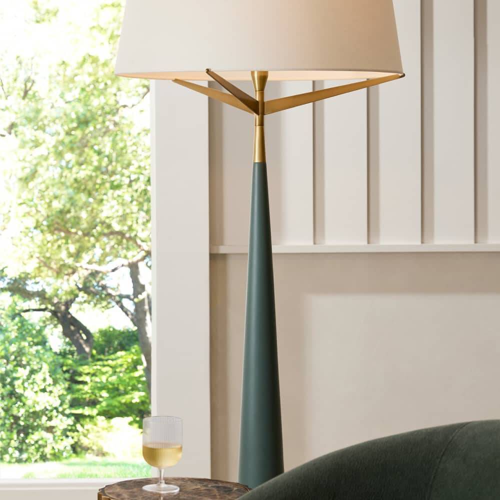 Elden 69 inch 150 watt Cadet Blue and Antique Brass Floor Lamp Portable Light