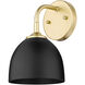 Zoey 1 Light 6 inch Olympic Gold Wall Sconce Wall Light in Matte Black 