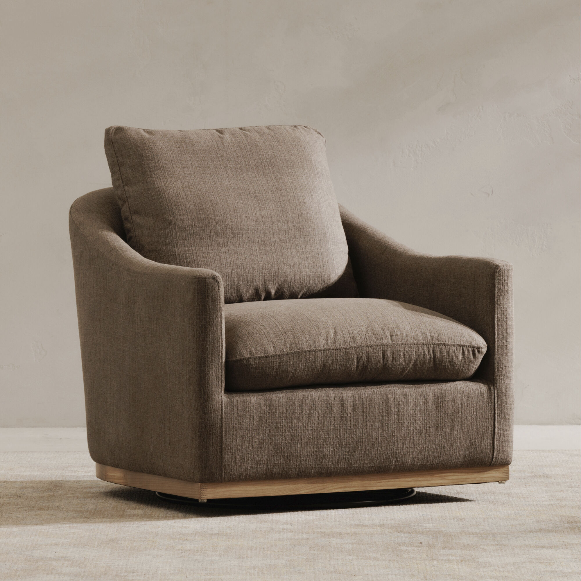 Linden Grey Swivel Chair in Taupe