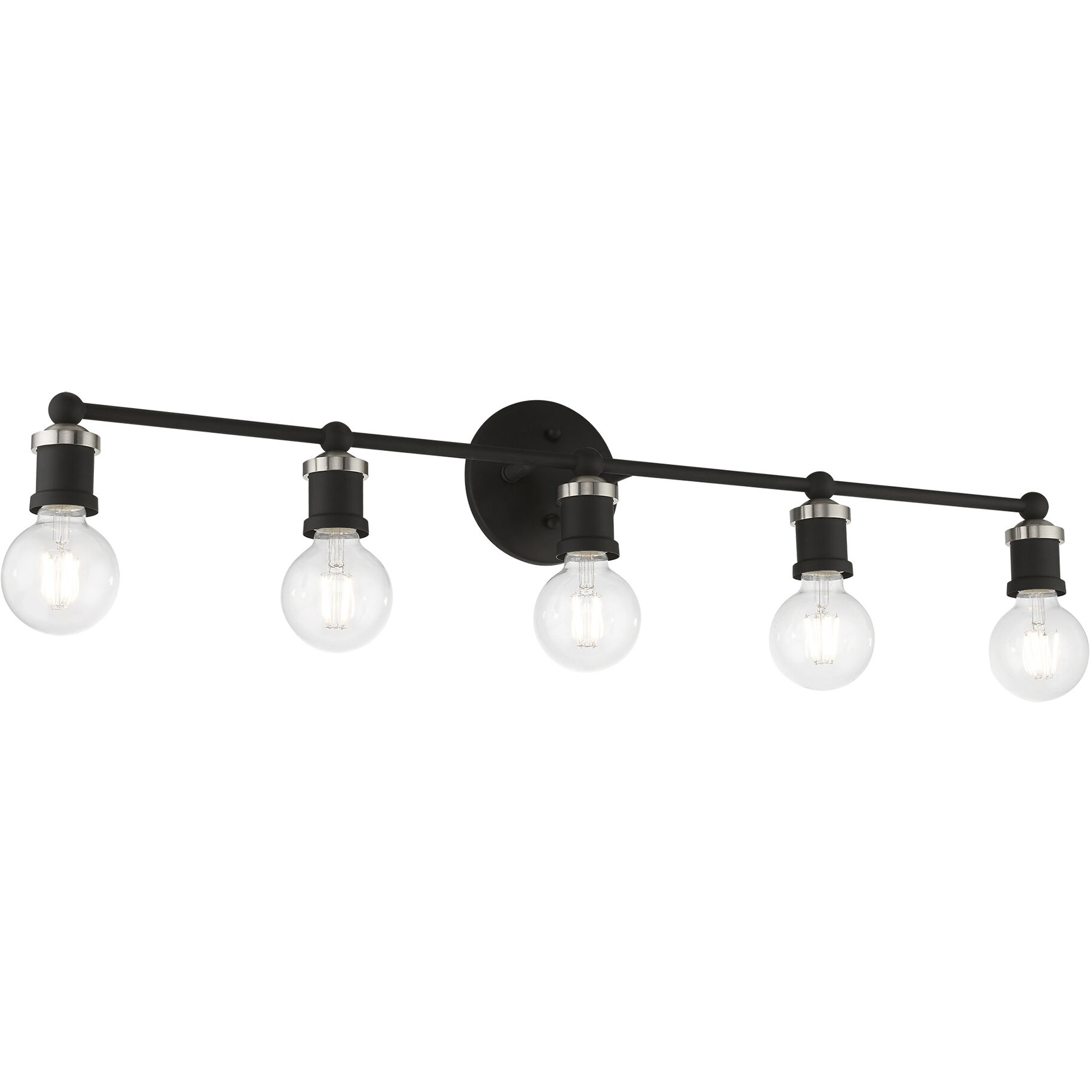Lansdale 5 Light 34 inch Black with Brushed Nickel Accents Vanity Sconce Wall Light, Large