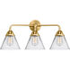 Nouveau 2 Large Cone LED 25.75 inch Satin Gold Bath Vanity Light Wall Light in Clear Glass