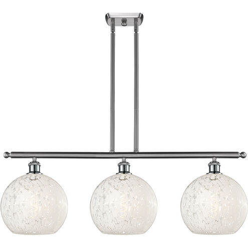 Ballston White Mouchette 3 Light 36.5 inch Brushed Satin Nickel Stem Hung Island Light Ceiling Light