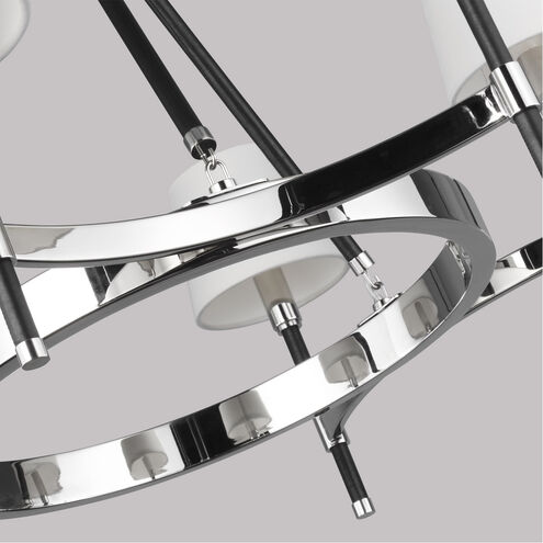 Katie 6 Light 32 inch Polished Nickel / Black Leather Chandelier Ceiling Light