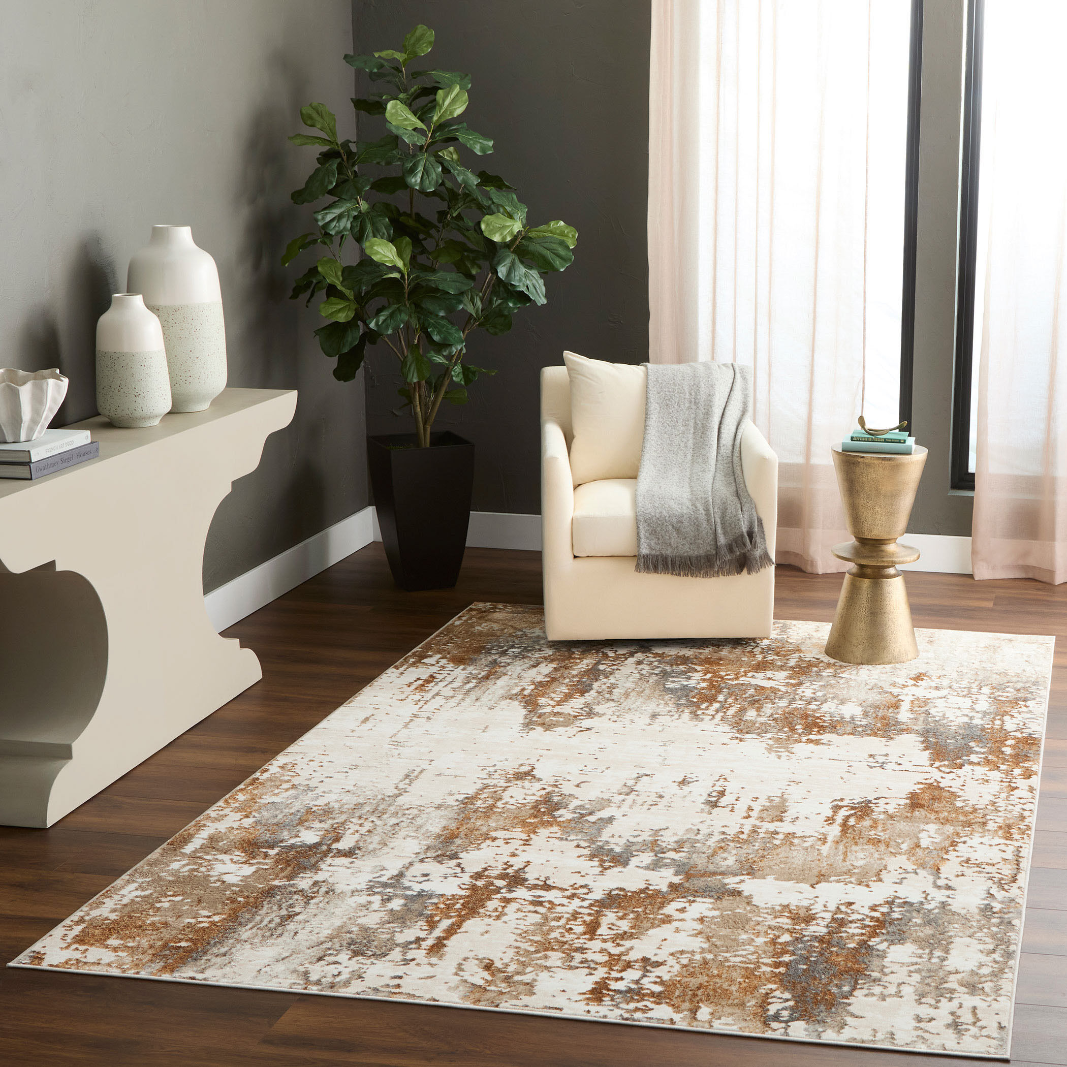Melet 90 X 63 inch Mineral Tones Rug in 5 x 7