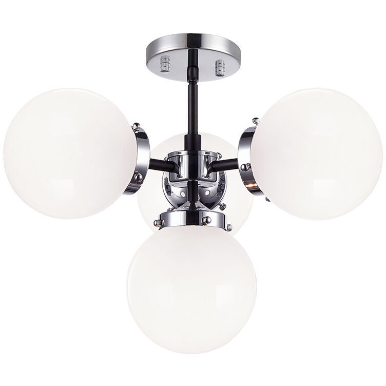 Maru 4 Light 20.28 inch Chrome Pendant Ceiling Light in Chrome and Opal Glass