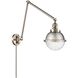 Franklin Restoration Hampden 32 inch 60.00 watt Brushed Brass Swing Arm Wall Light in Matte White Glass