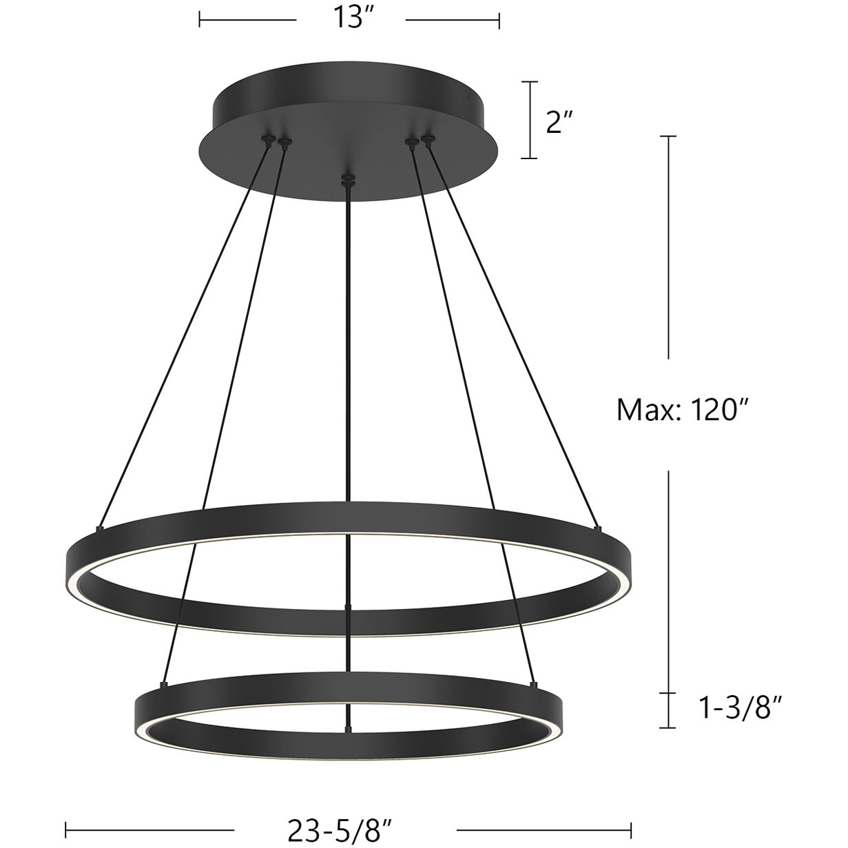 Cerchio LED 23.63 inch White Chandelier Ceiling Light