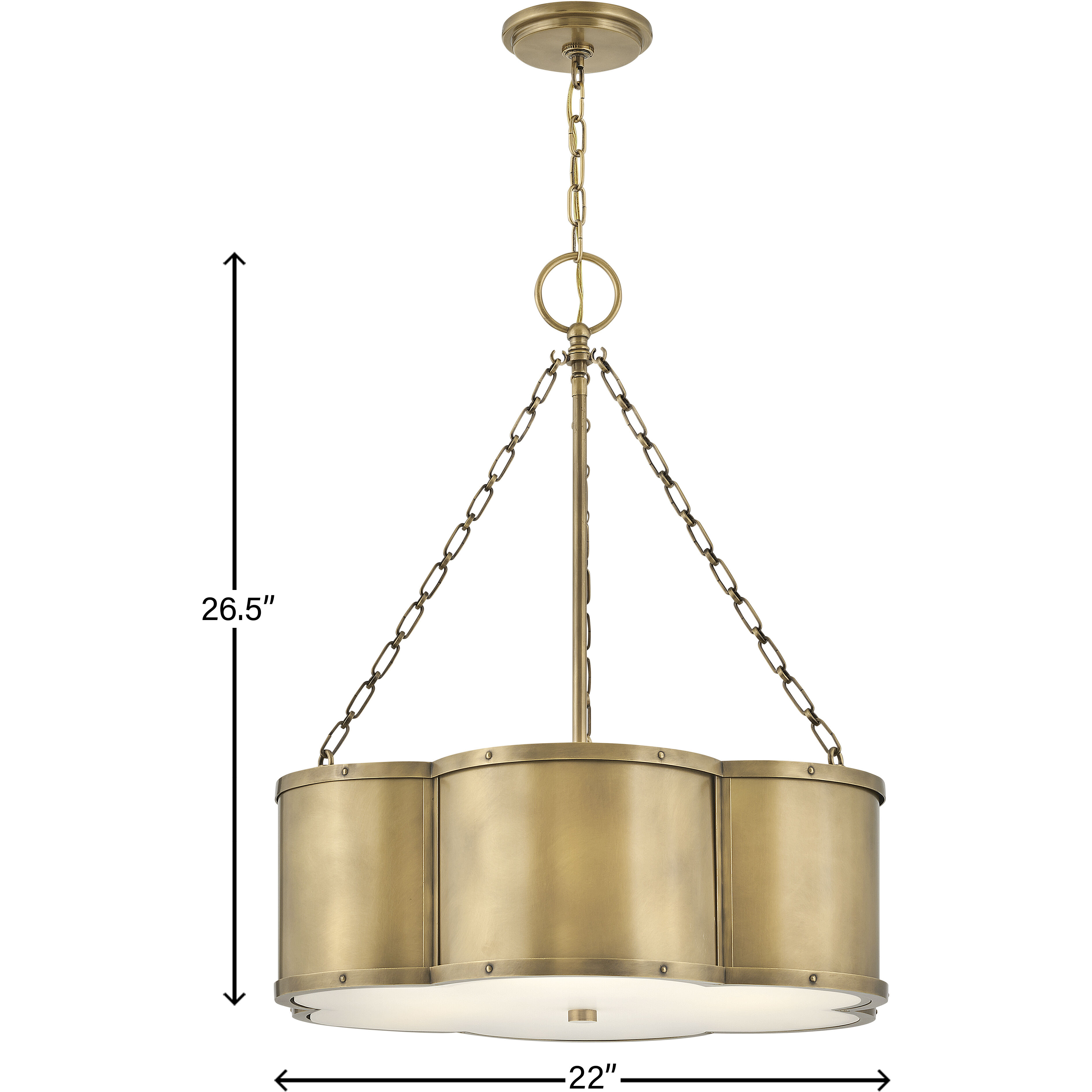 Chance 3 Light 22 inch Heritage Brass Indoor Chandelier Ceiling Light