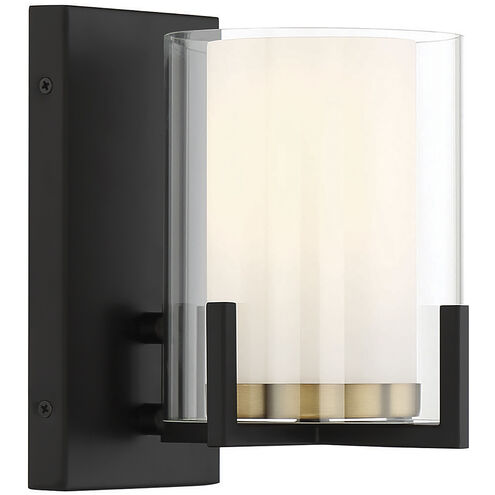 Eaton 1 Light 6 inch Matte Black with Warm Brass Accents Wall Sconce Wall Light