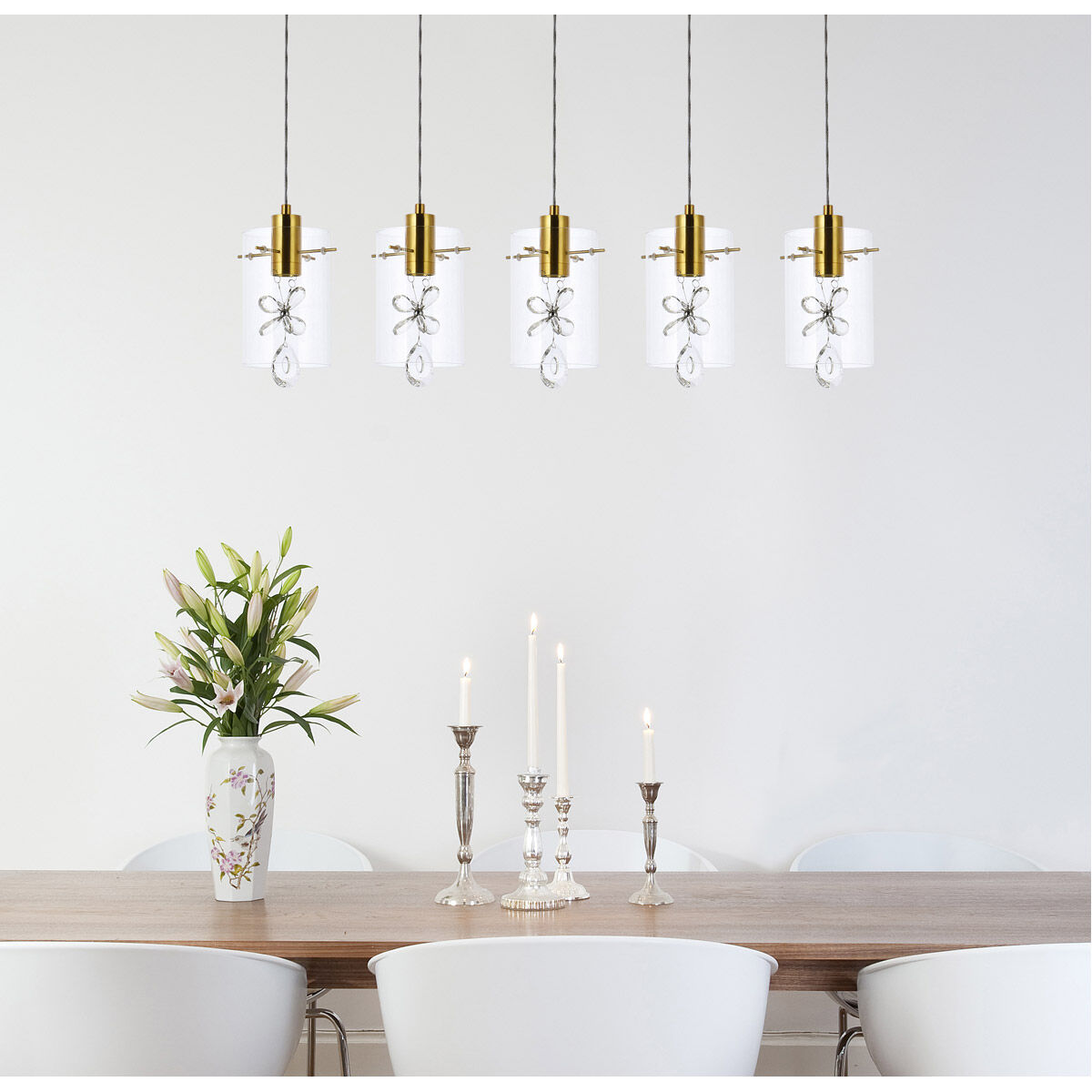 Hana 5 Light 36 inch Gold Linear Pendant Ceiling Light