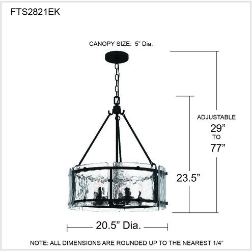 Fortress 5 Light 21 inch Earth Black Pendant Ceiling Light