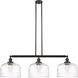 Franklin Restoration Bell LED 42 inch Oil Rubbed Bronze Island Light Ceiling Light in Clear Deco Swirl Glass