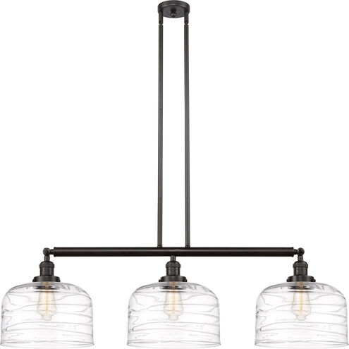 Franklin Restoration Bell LED 42 inch Oil Rubbed Bronze Island Light Ceiling Light in Clear Deco Swirl Glass