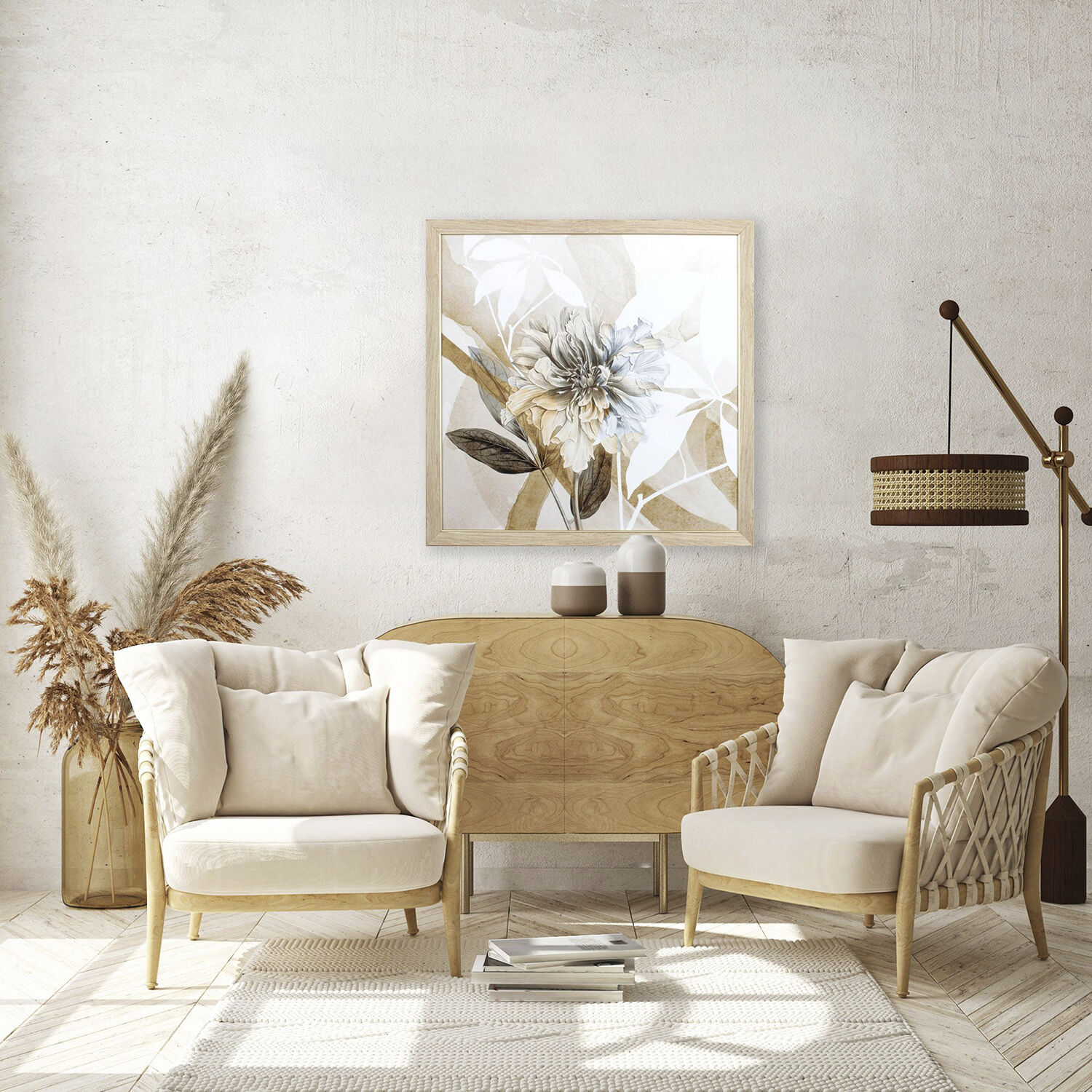 Graceful Garden Neutral and Brown Framed Art, Propac