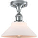 Ballston Orwell 1 Light 8 inch Polished Chrome Semi-Flush Mount Ceiling Light in Matte White Glass, Ballston