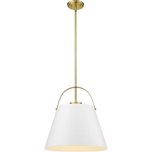 Z-Studio 1 Light 18 inch Matte White and Heritage Brass Pendant Ceiling Light