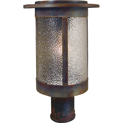 Santorini 1 Light 13 inch Verdigris Patina Outdoor Post Mount in Amber Mica
