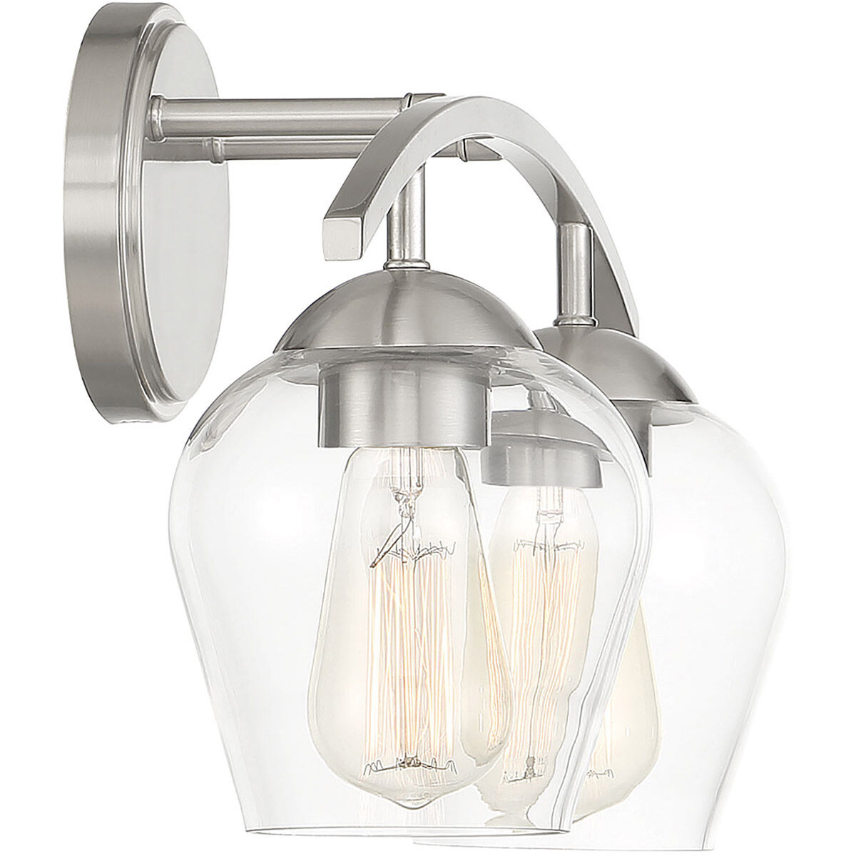 Transitional 2 Light 16 inch Brushed Nickel Bathroom Vanity Light Wall Light