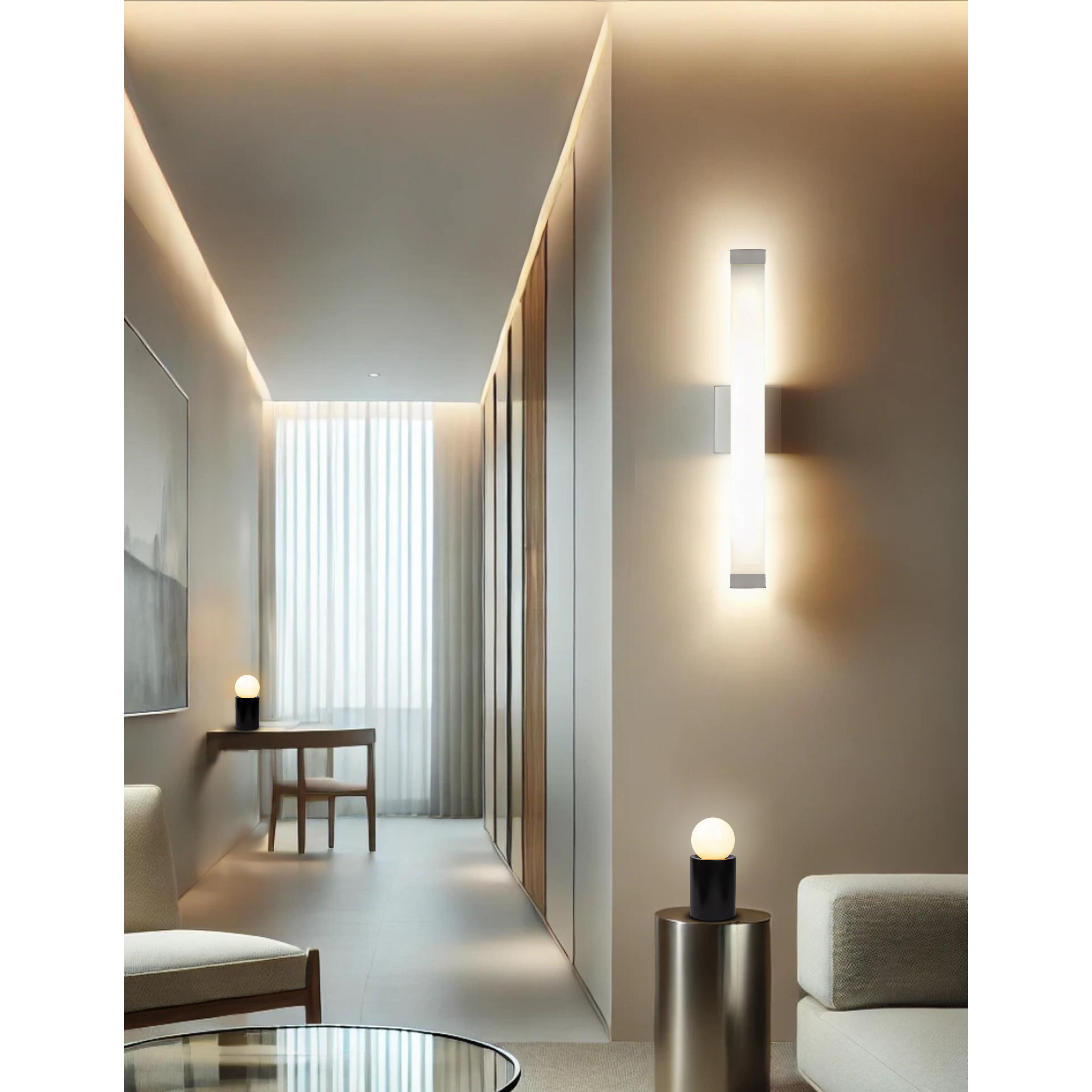 Acryluxe Collection - Mio 1 Light 25.5 inch Brushed Nickel Bath Vanity Light Wall Light