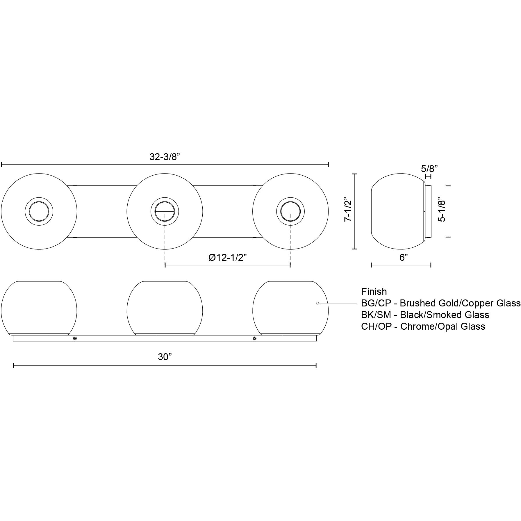 Samar Bath Vanity Light Wall Light in Brushed Gold, Transition Copper Glass
