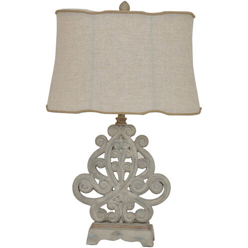 Sarah 27 inch 100 watt Rustic White Washed Table Lamp Portable Light