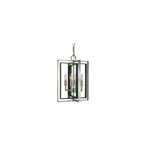 Symmetry 4 Light 12 inch Polished Nickel with Matte Black Mini Chandelier Ceiling Light in Polished Nickel/Matte Black