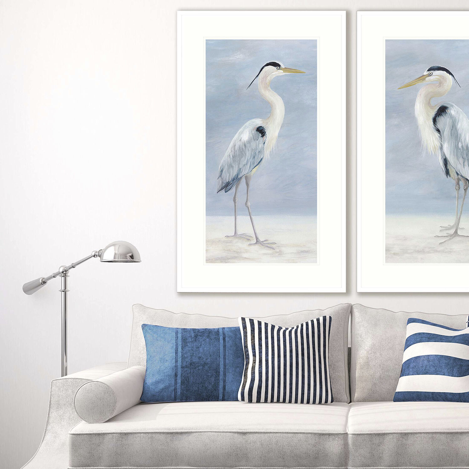 Coastal Calm Blue and White Framed Art