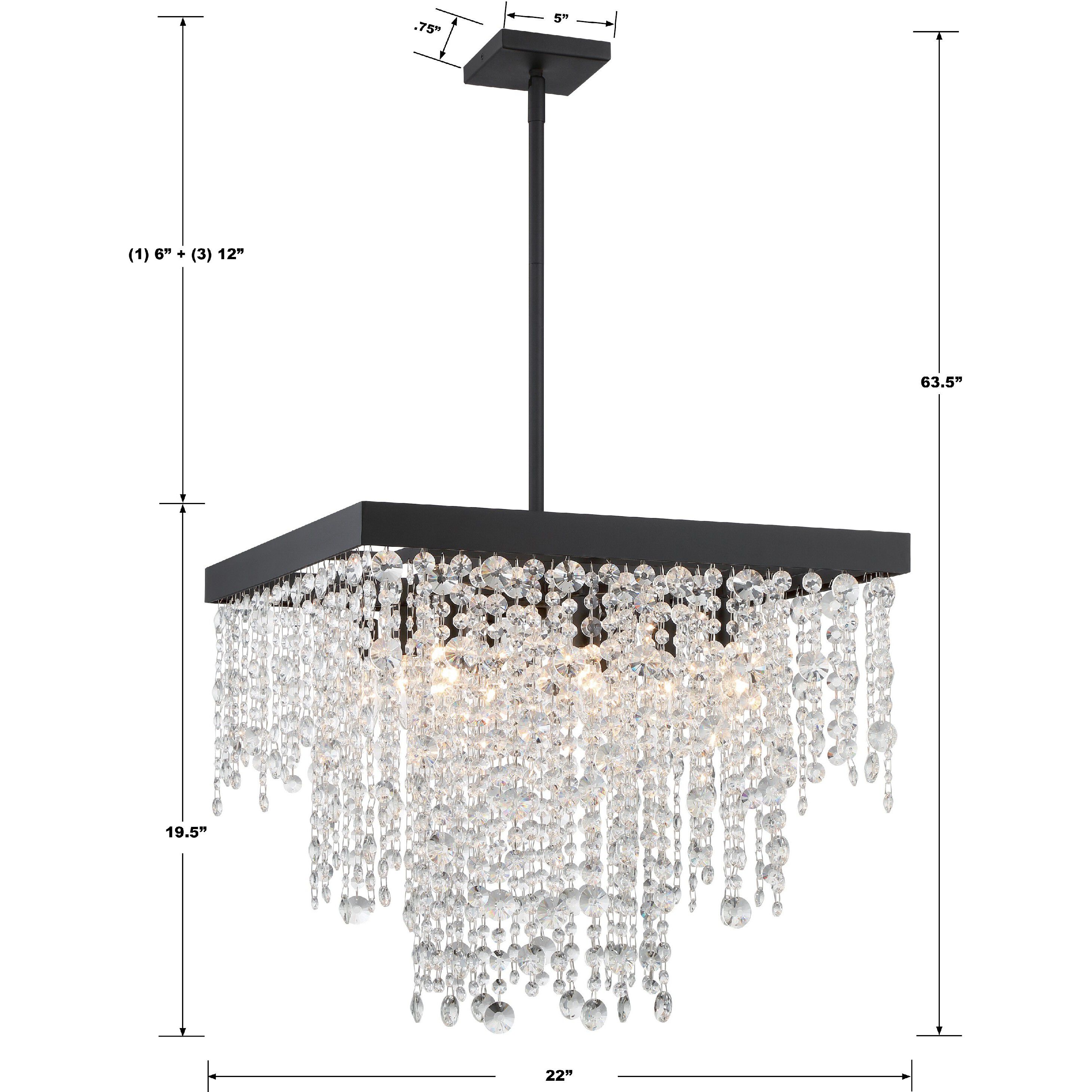 Winham 8 Light 22 inch Black Forged Chandelier Ceiling Light in Black and Antique Gold