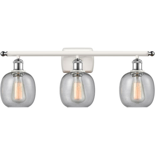 Ballston Belfast 3 Light 26 inch White and Polished Chrome Bath Vanity Light Wall Light in Seedy Glass, Ballston