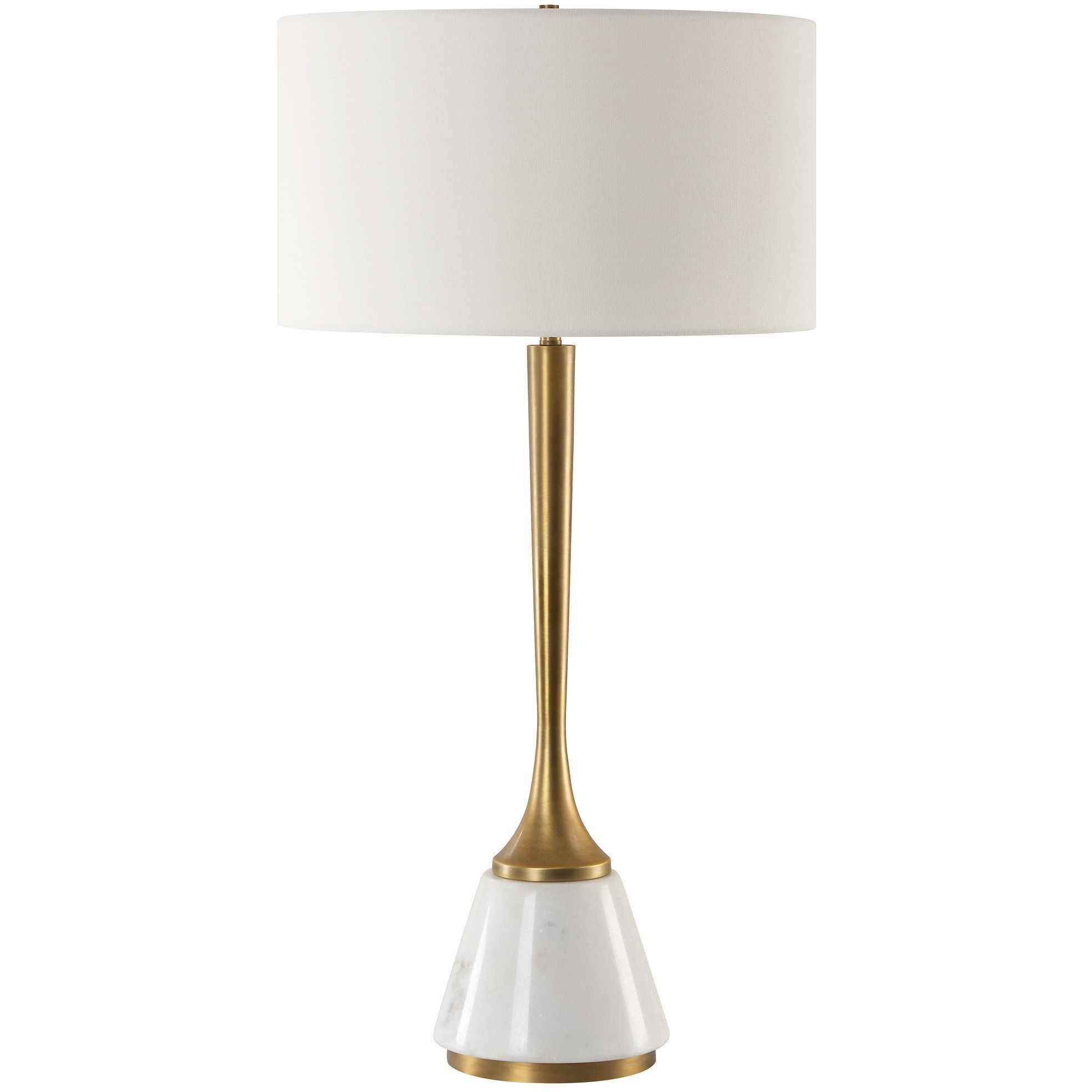 Avola 32 inch 100.00 watt White Marble and Antique Brass Table Lamp Portable Light