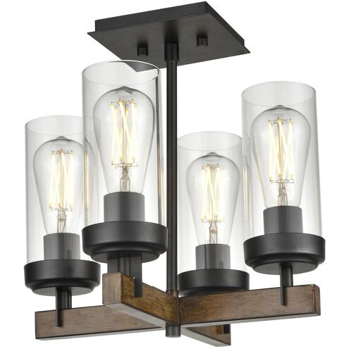 Okanagan 4 Light 13 inch Graphite and Ironwood on Metal Semi-flush Mount Ceiling Light