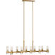 C&M by Chapman & Myers Geneva 10 Light 50 inch Burnished Brass Linear Chandelier Ceiling Light