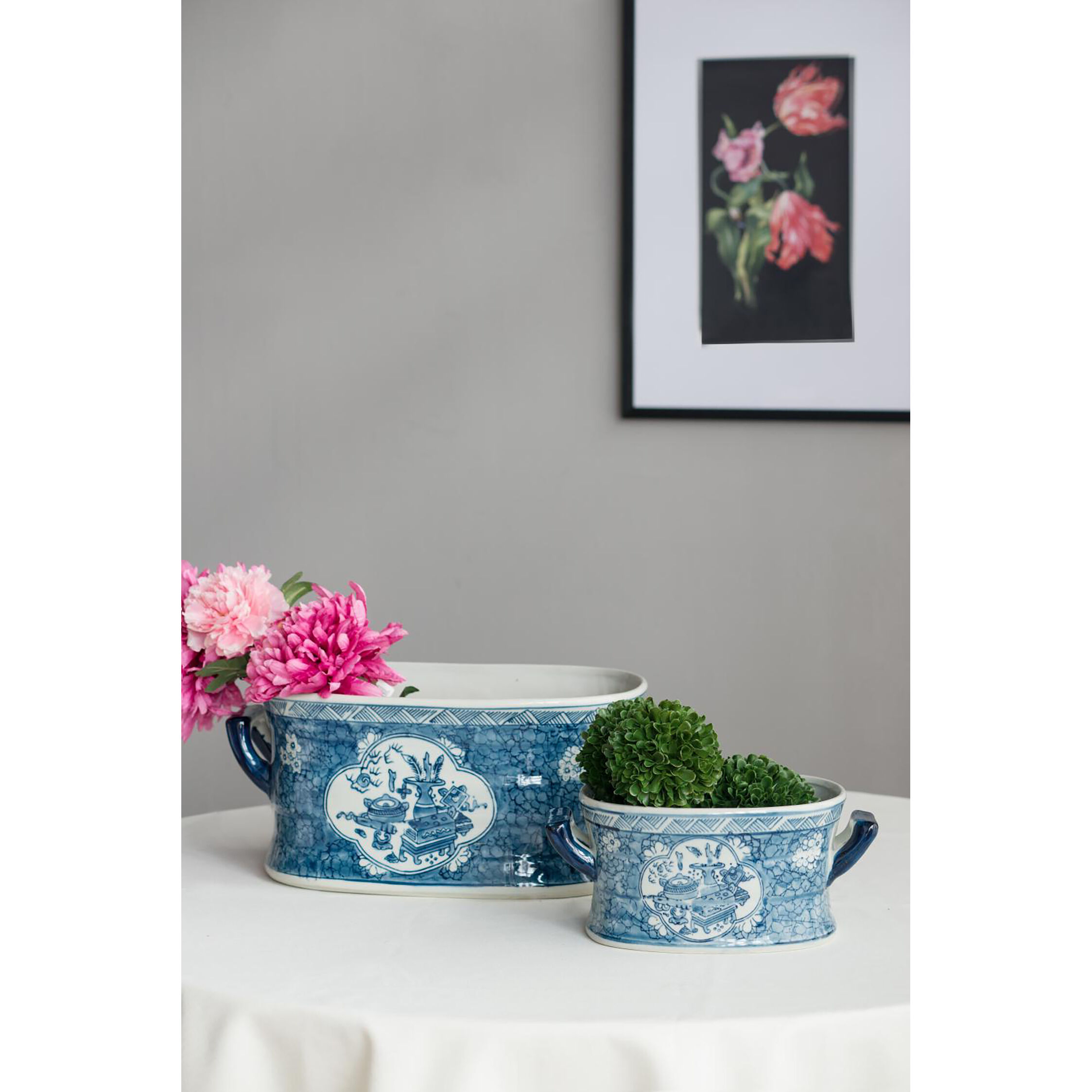 Kelda Blue and White Planter, Set of 2