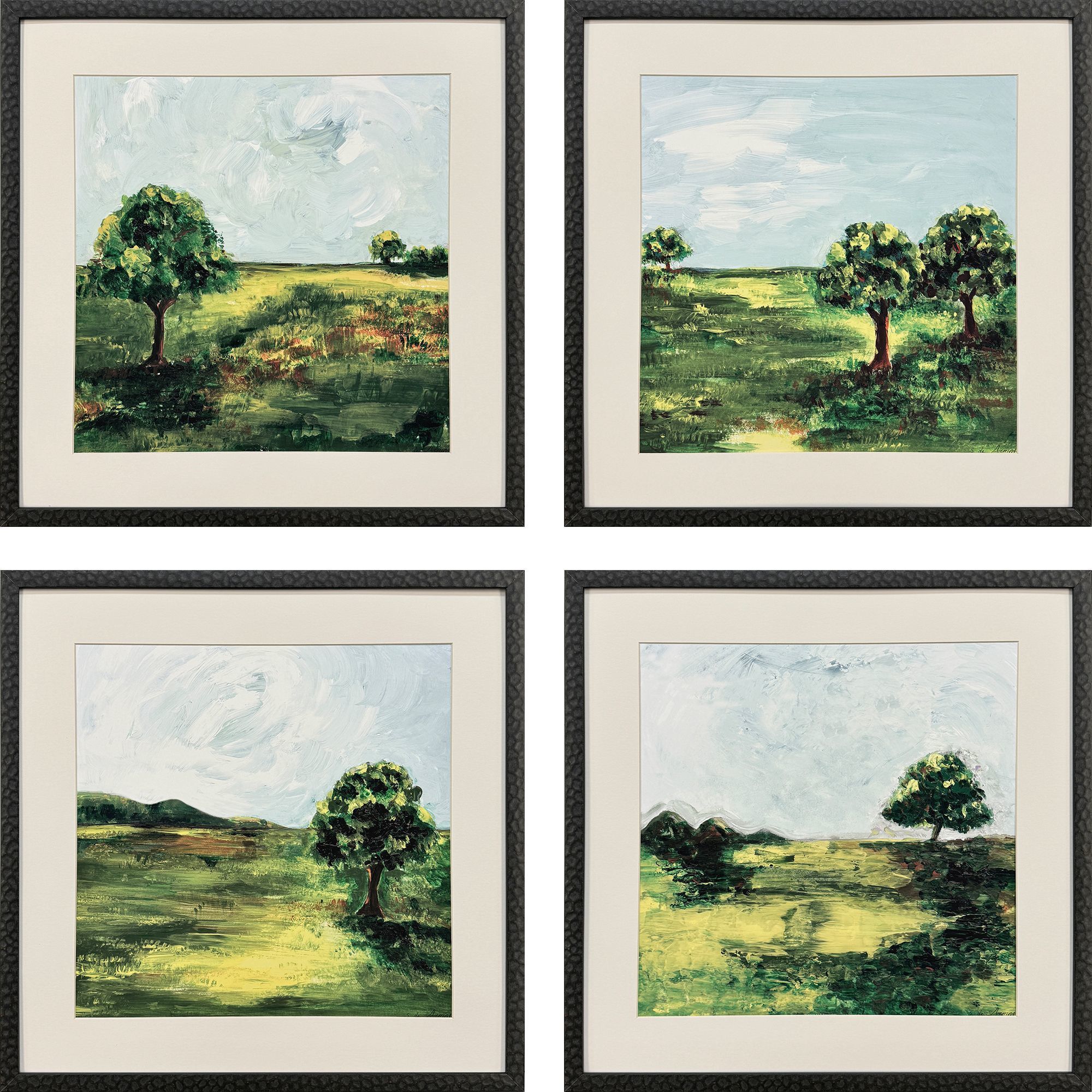 Verdant View Green and Blue and Brown Framed Art