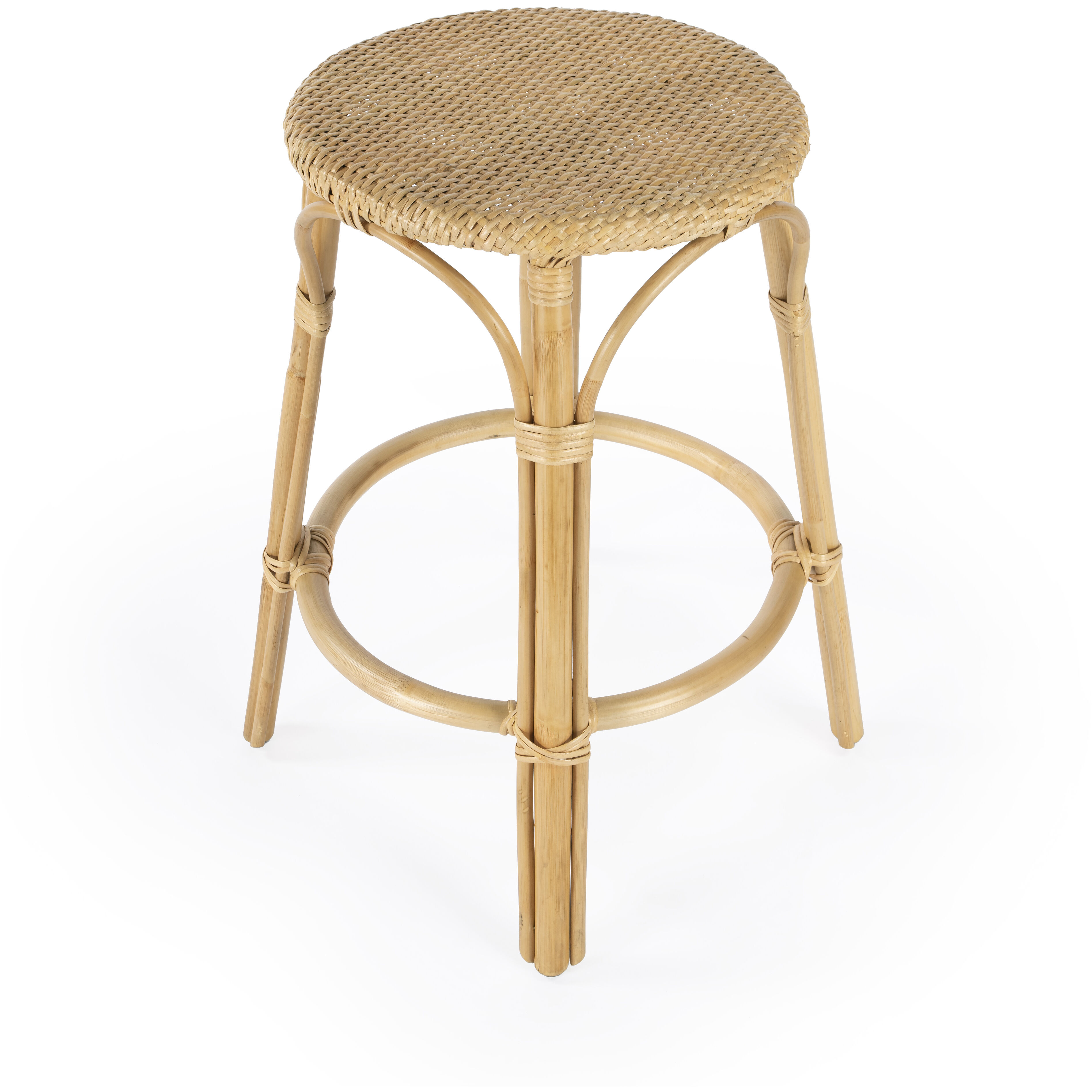 Tobias Rattan Round 24" Counter Stool in Natural
