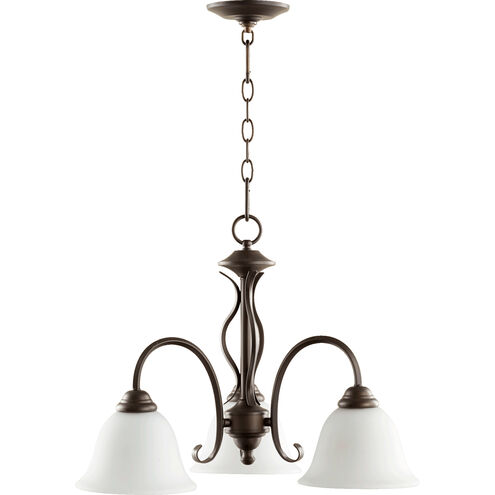 Spencer 3 Light 21 inch Oiled Bronze Mini Chandelier Ceiling Light in Satin Opal