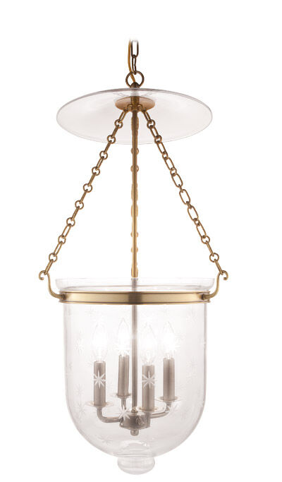 Hampton 4 Light 14.5 inch Aged Brass Pendant Ceiling Light in C3