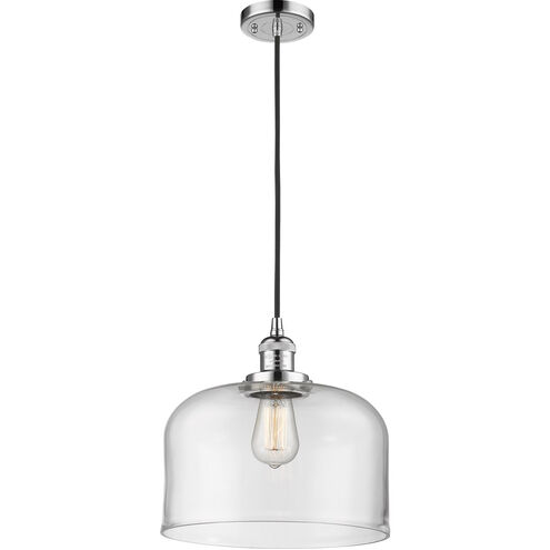 Franklin Restoration X-Large Bell LED 12 inch Polished Chrome Mini Pendant Ceiling Light in Clear Glass, Franklin Restoration