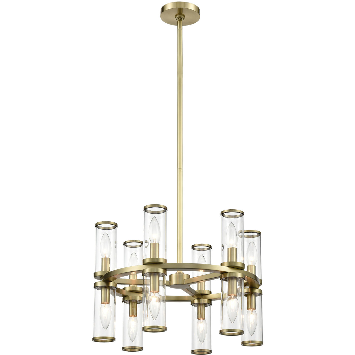 Revolve 12 Light 18.63 inch Clear Glass/Natural Brass Chandelier Ceiling Light